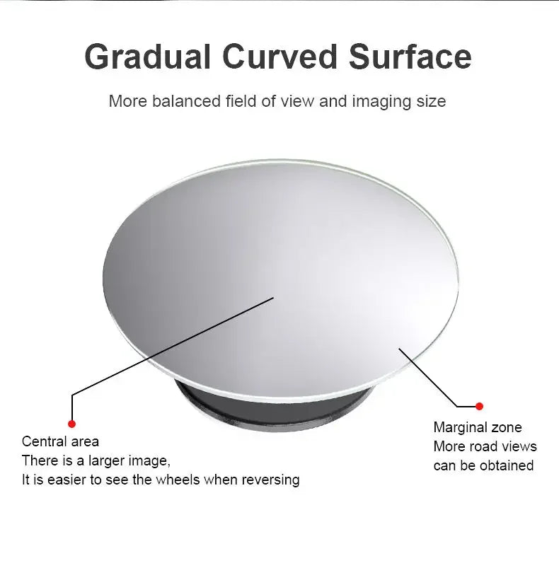 2PCS Round Frame Convex Blind Spot Mirror Safety Driving Wide-angle 360 Degree Adjustable Clear Rearview Mirror Car Accessories