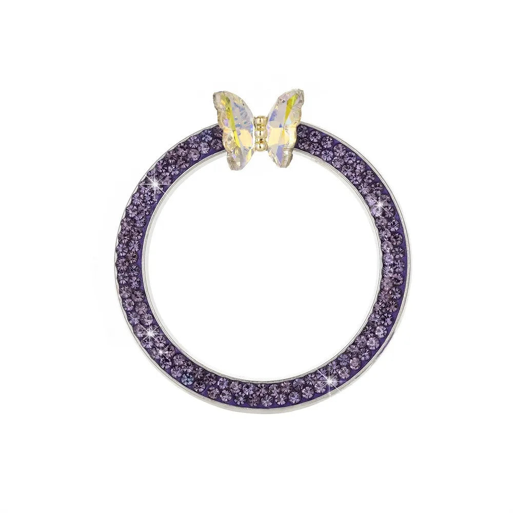 1 Pc Rhinestone Crystal Butterfly Ring Car Ignition Button Decorative Cover - Anti-Corrosion, Easy to Install, Upgraded Design