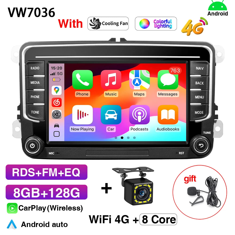 GRANDnavi Android13 Car Radio GPS For VW Volkswagen Skoda Octavia Golf 5 6 Touran Passat B6 Polo Jetta 2Din Multimedia Player