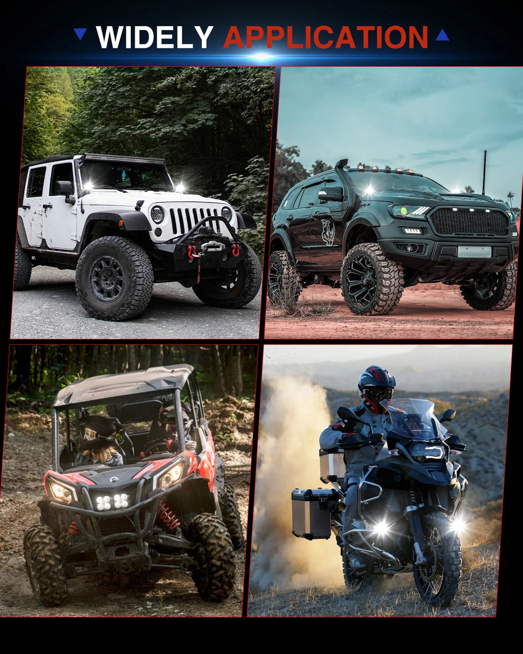 BraveWAY Super Bright 3 inch LED Working Light for Off-Road Motorcycle Truck 4x4 Assisted Driving Lamps Spot +Flood Beam