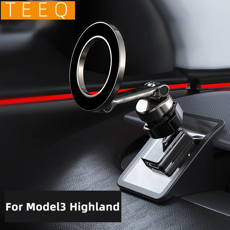 Adjustable Magnetic Car Phone Holder Mount for Tesla Model 3 Highland ModelY 2019-2024 Metal Car Phone Support Frame Accessories