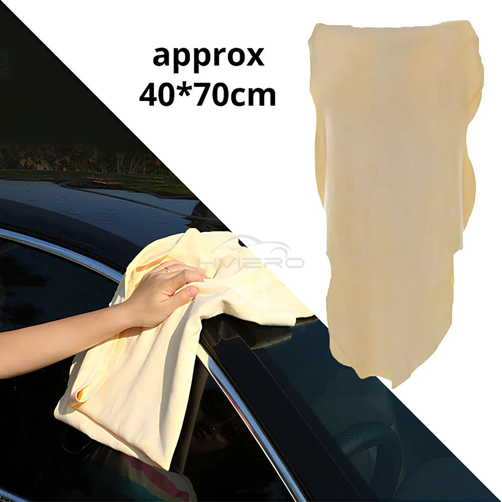 40X70cm Free Shape Cleaning Genuine Leather Cloth Car Auto Home Care Motorcycle Natural Drying Chamois Approx Water Absorption