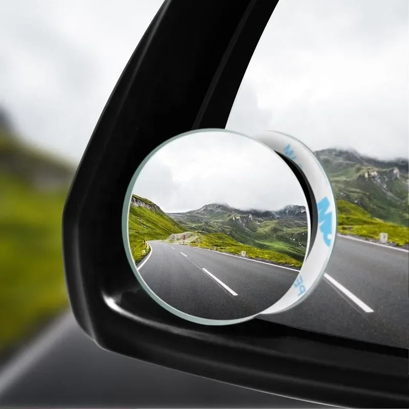 2PCS Round Frame Convex Blind Spot Mirror Safety Driving Wide-angle 360 Degree Adjustable Clear Rearview Mirror Car Accessories