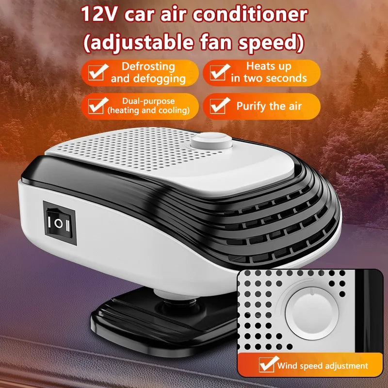 Fast Heating 12V/24V Car Heater & Defroster, Dual Speed Quick Warm Up, Front Demister for Winter Car Heating & Defogging