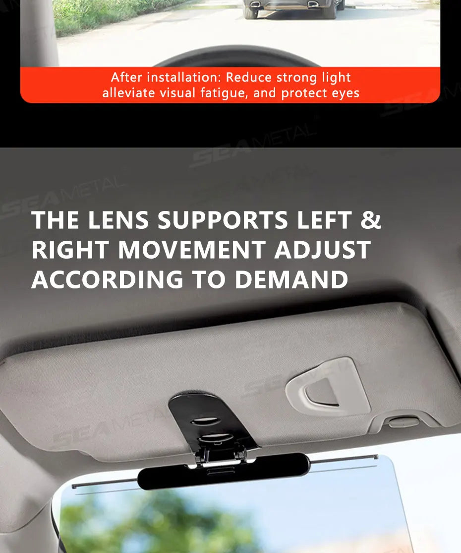 SEAMETAL Car Sun Visor Sunshade Goggles Anti-UV Adjustable Car Mounted Mirror Sun Visor Extender Safety Driving Car Accessories