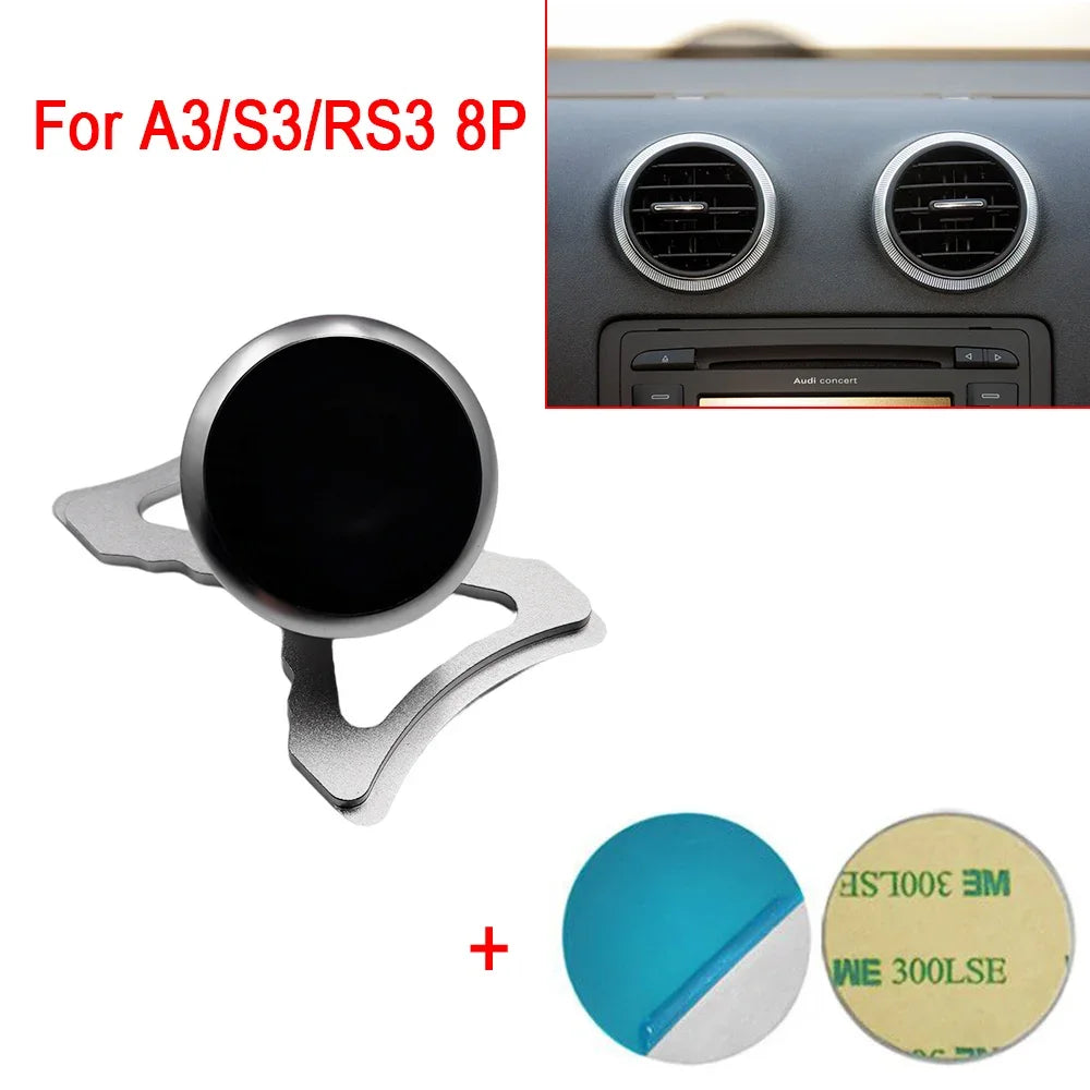 A3 Car Phone Magnetic Holder For Audi A3 S3 RS3 Sportback Outlet Clip 360 Degree Adjust Mount Mobile Phone Stand GPS Bracket