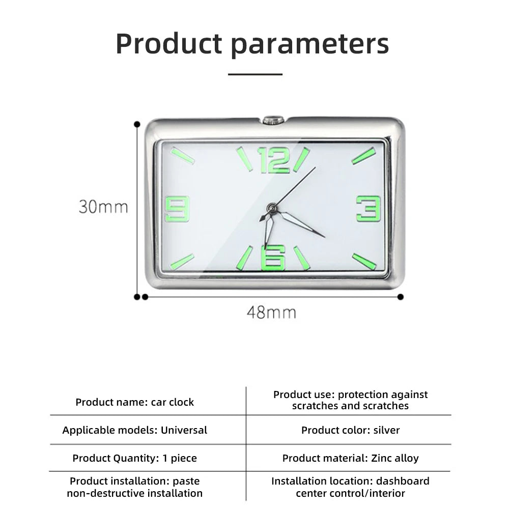 Auto Fashion Car Air Conditioning Vent Electronic Quartz Clock Square Vertical Car Clock Car Luminous Electronic Clock