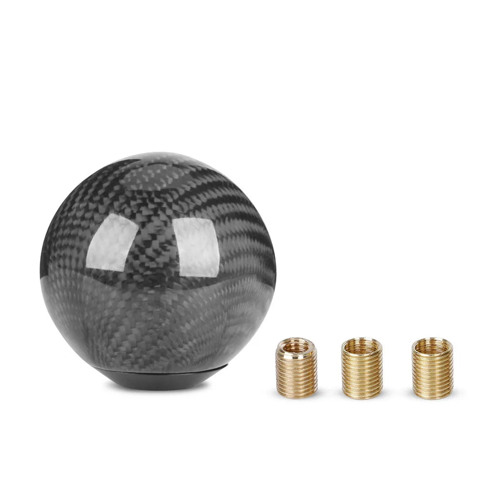 Real Carbon Fiber Universal Car Gear Shift Knob Head Shifter Lever Aluminum Round Ball Shape M8x1.25 M10x1.25 M10x1.5