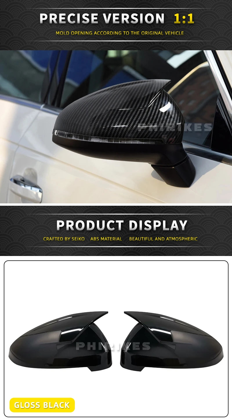 For Audi A4 A5 B9 Side Mirror Caps (Black Look) 2017 2018 2019 2020 2021 2022 S4 S5 RS5 allroad Quattro replace Covers ABT style