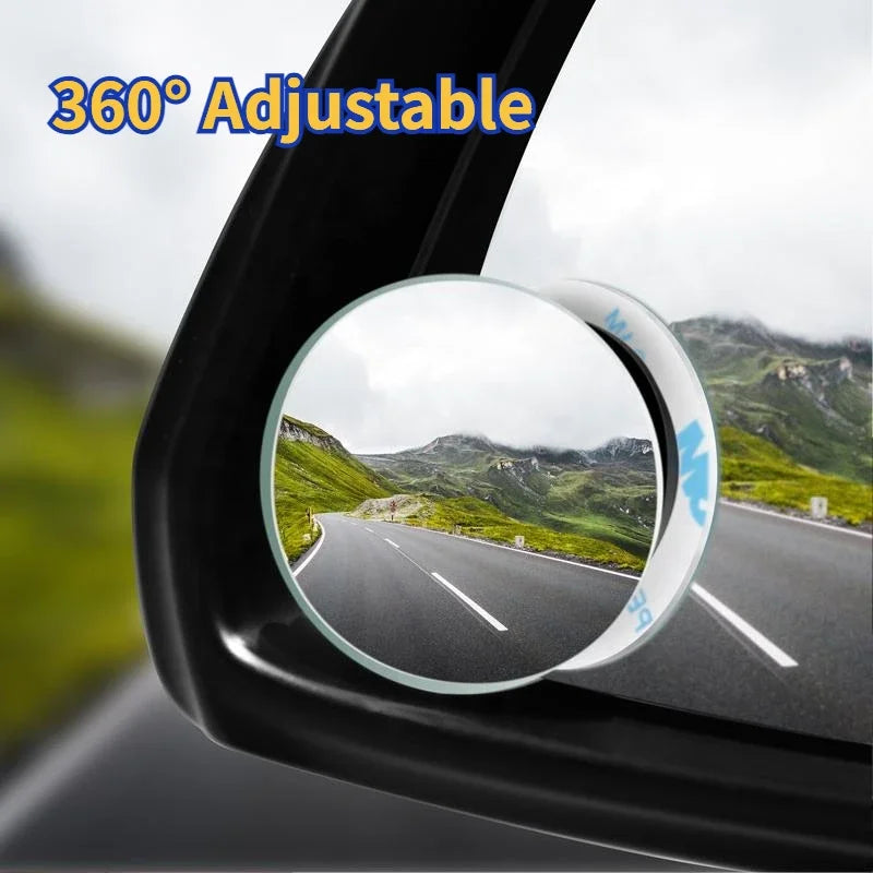 2PCS Round Frame Convex Blind Spot Mirror Safety Driving Wide-angle 360 Degree Adjustable Clear Rearview Mirror Car Accessories
