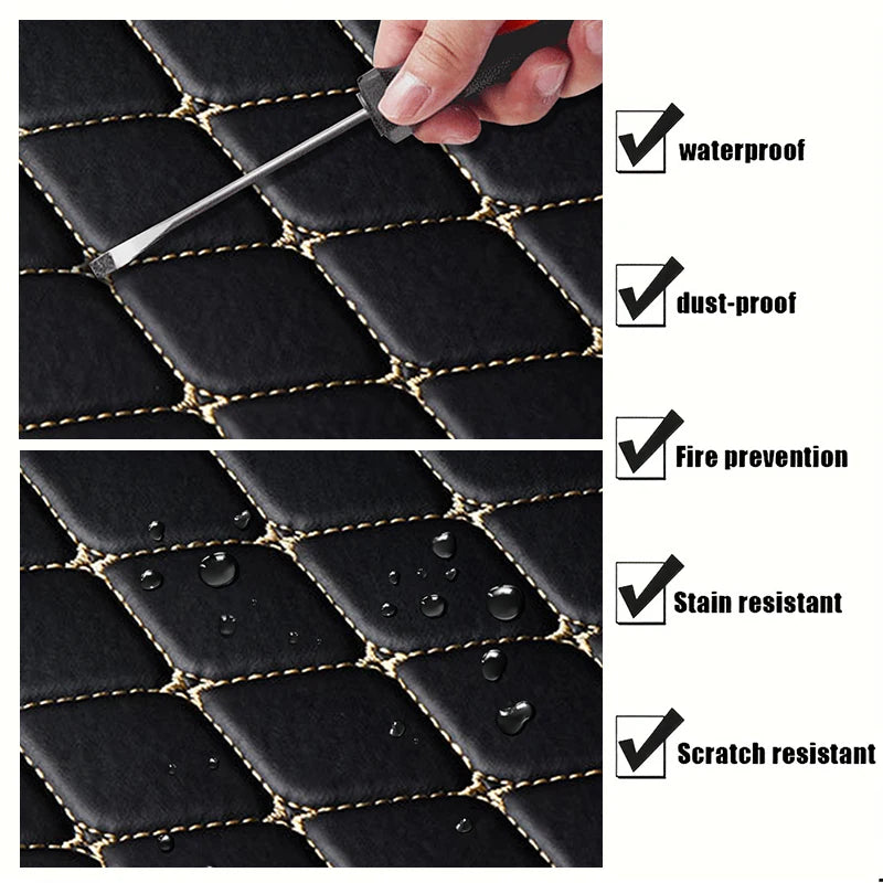5Pcs Car Floor Mats PU Leather Waterproof Auto Foot Pad Protector pads Fashion Universal Car Carpet Cushion For All Seasons