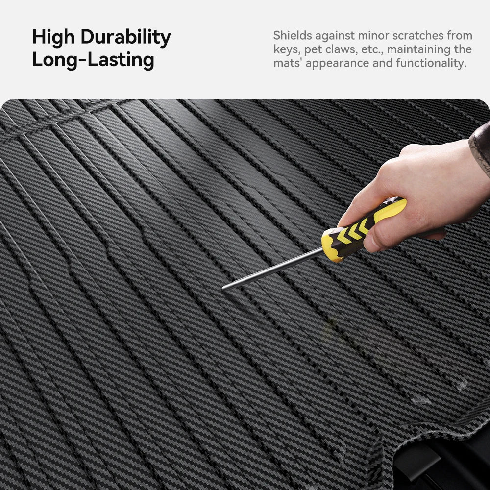 YZ For Tesla Model Y Juniper 2025 TPE Floor Mat Carbon fiber pattern Car waterproof Anti-Slip Trunk Floor Liner Backrest Mats