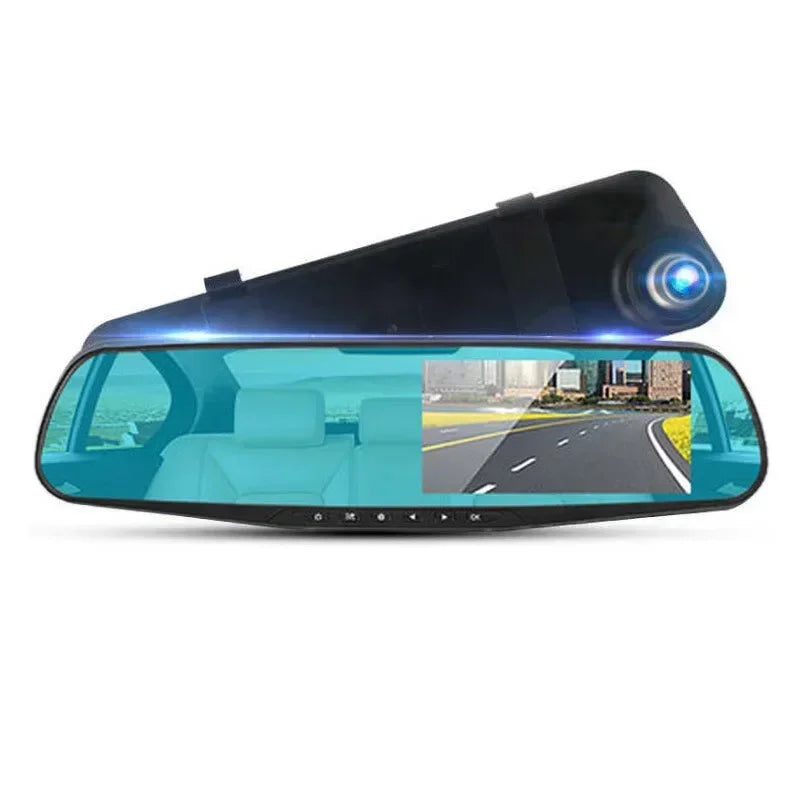 4.35Inch Driving Recorder Car DVR Rearview Mirror Dual Lens Car Recorder 1080P IPS Front and Rear Camera Registrar Black Box