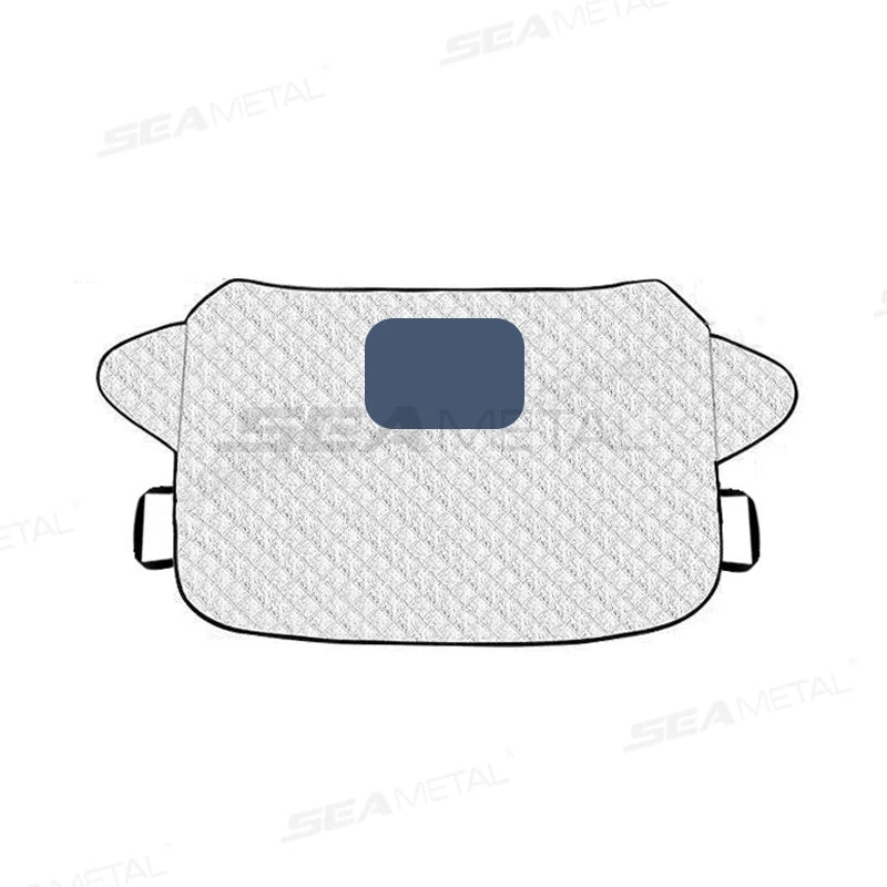 SEAMETAL Winter Car Snow Shield Universal Windshield Snow Cover Sunshade Protection Cover with Windproof Strap Anti-Thief Design
