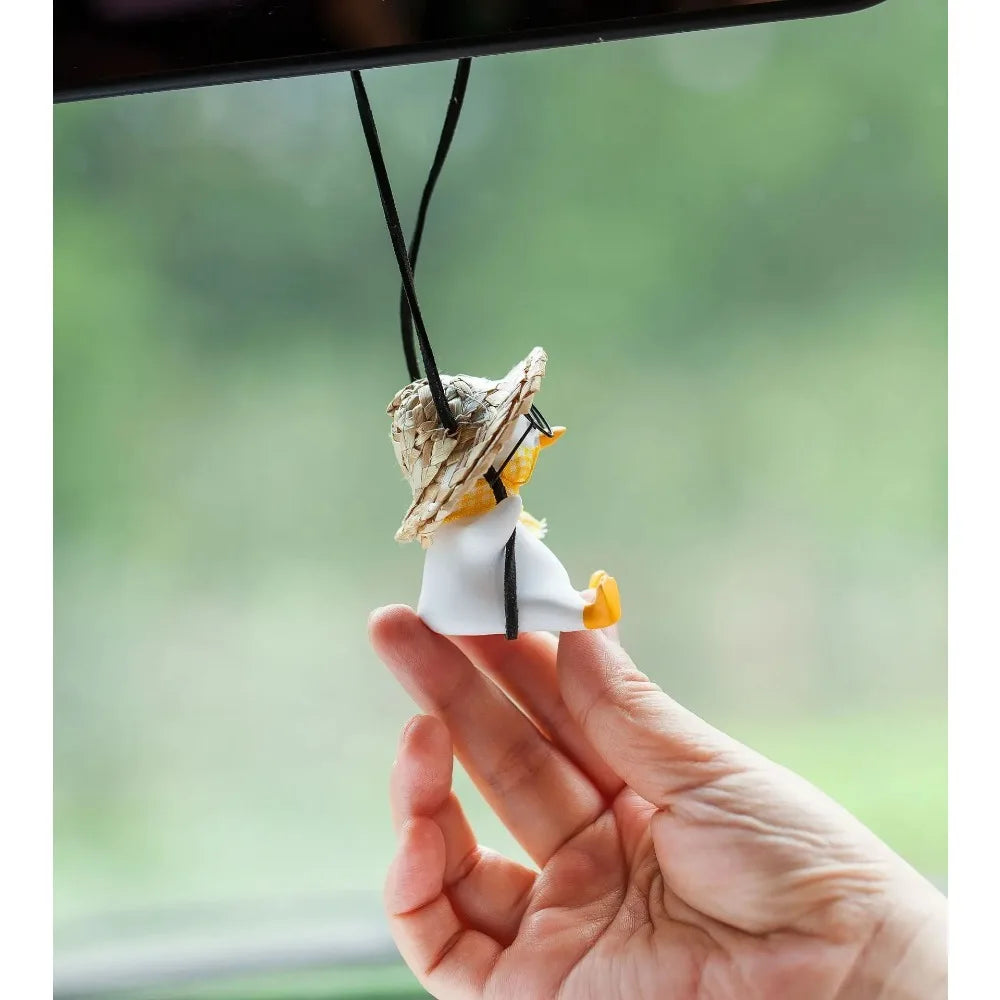 Car Pendant Cute Swing Duck Car Interior Decoration Holiday Swing Duck With Glasses Rearview Mirror Pendant For Car Accessories