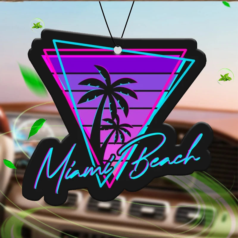Miami Beach Bahamian Sea Breeze Scent (Romantic Flavor) Car Air Freshener, Wardrobe Air Freshener, Perfume, Rearview Mirror Decoration, Car Accessories Interior Pendant, Natural Fragrance Purifies the Air, Cartoon Toilet Sach