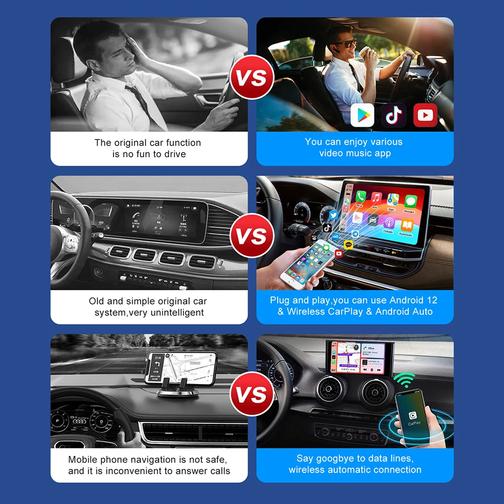 2025 Smart CarPlay Ai Box Android 13 TV Box Wifi Wireless Android Auto Built-in Play Store For Netflix YouTube OEM CarPlay Cars