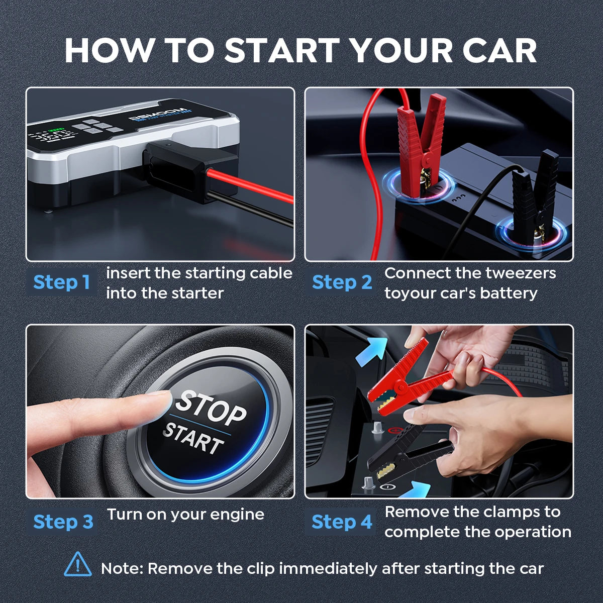 Car Jump Starter Pump Air Compressor Starting Device Booster 59.2Wh Power Bank 12V Digital Tire Inflator 150PSI