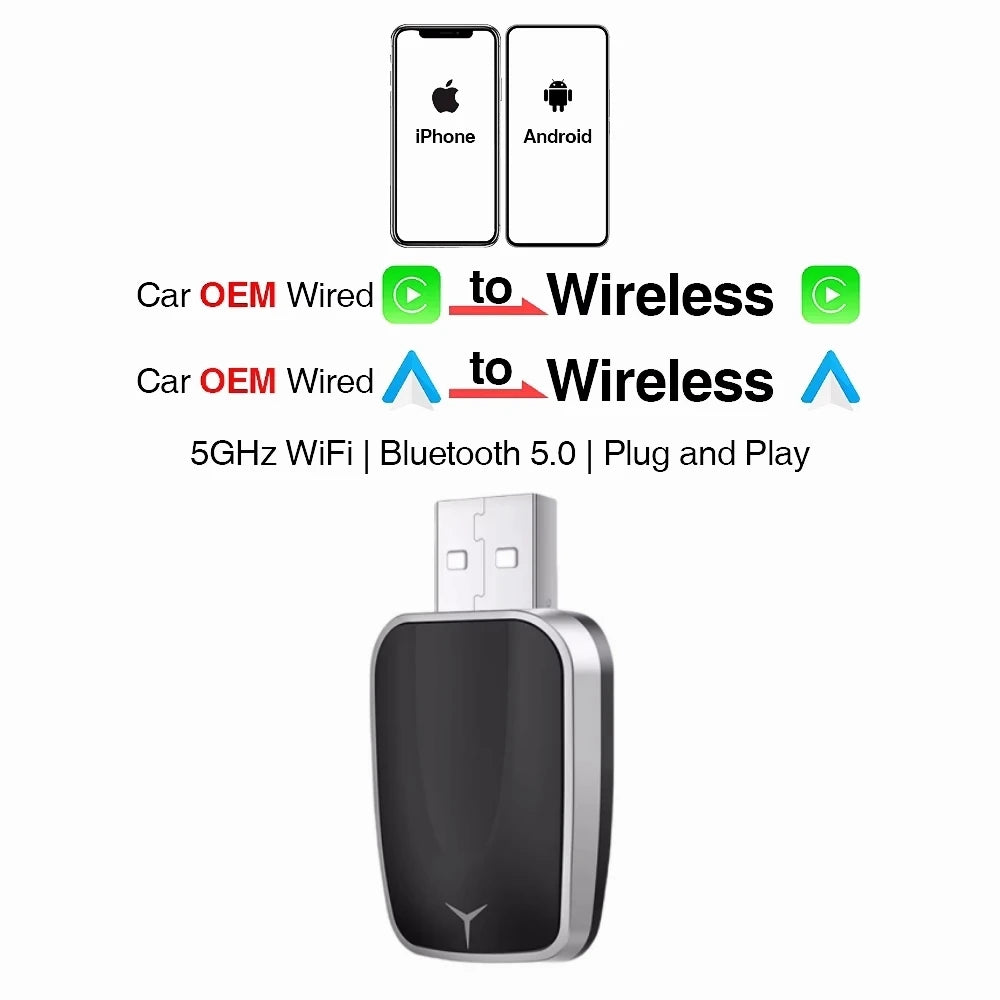 2in1 Wireless CarPlay Dongle Wireless Android Auto Adapter AI Smart Box Car Intelligent Systems For Car With Wired CarPlay