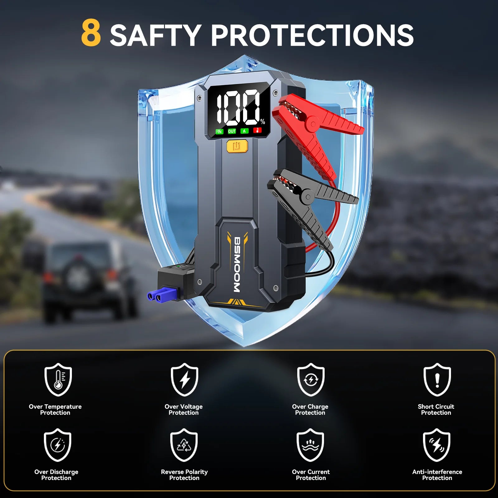 Car Jump Starter 10000mAh Power Bank Car Booster Charger 12V Starting Device Car Emergency Booster Lithium Starter Battery Pack