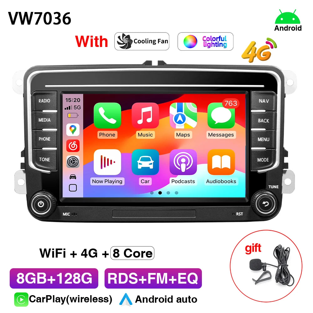 GRANDnavi 2Din Android 13 Car Radio GPS For VW / Volkswagen Skoda Octavia golf 5 6 touran passat B6 polo Jetta 2Din Radio Player