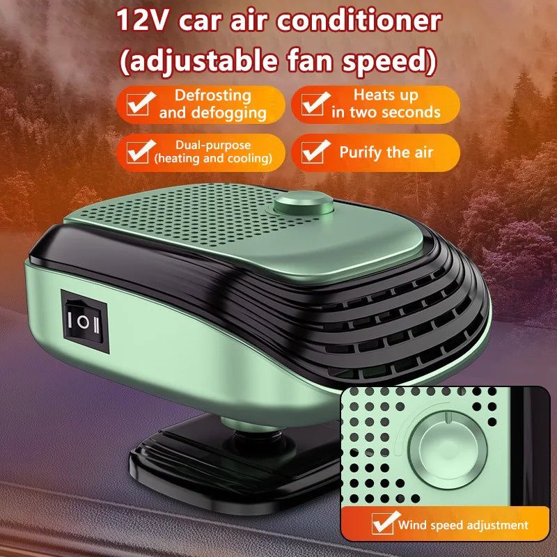 Fast Heating 12V/24V Car Heater & Defroster, Dual Speed Quick Warm Up, Front Demister for Winter Car Heating & Defogging