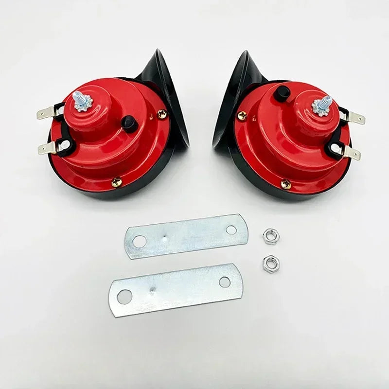 1/2PCS 60DB Electric Horn 12V Car Speaker 24V Truck High Pitched Whistle Waterproof Horns Snail Trumpet 12v Motorcycle Horn Red