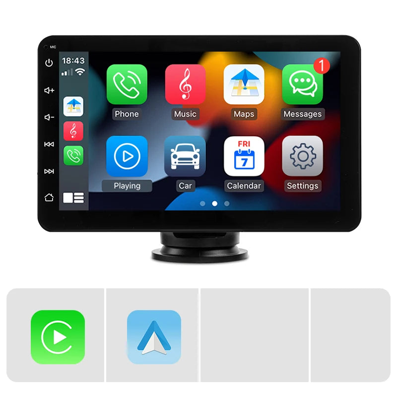 SINOVCLE 7" Portable Wireless Carplay Android Auto Car Radio Multimedia Player IPS Touch Screen AUX  USB Bluetooth Mirror Link