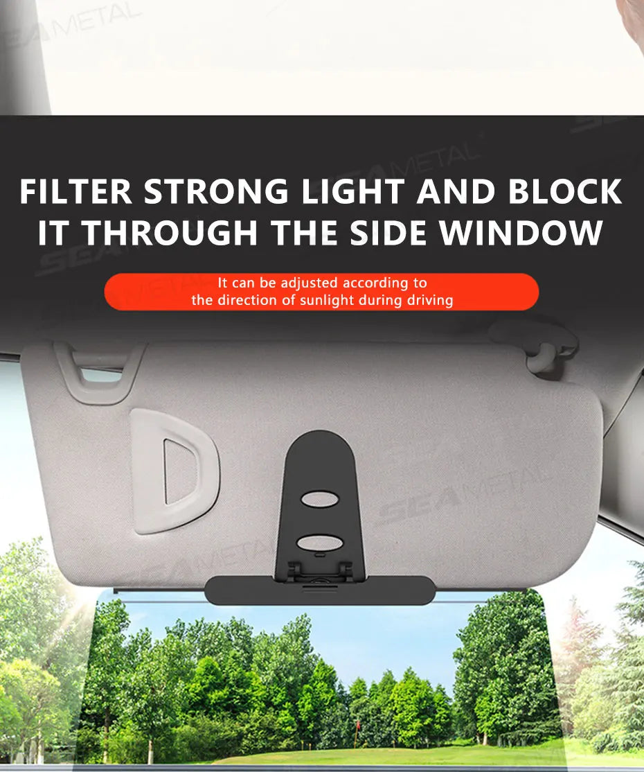 SEAMETAL Car Sun Visor Sunshade Goggles Anti-UV Adjustable Car Mounted Mirror Sun Visor Extender Safety Driving Car Accessories