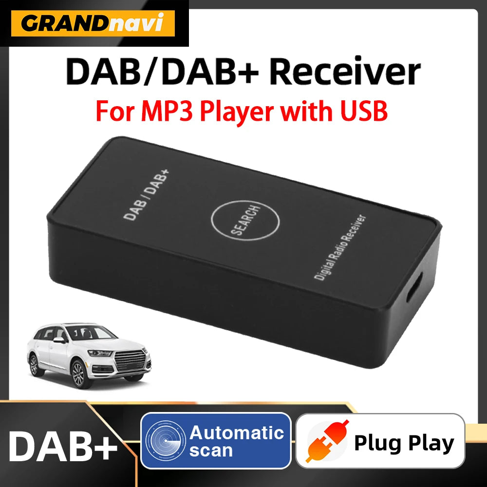 Grandnavi Car DAB+ Digital Radio Box DAB+ Receiver Antenna USB Interface Portable Only For MP3 Player With USB Ports