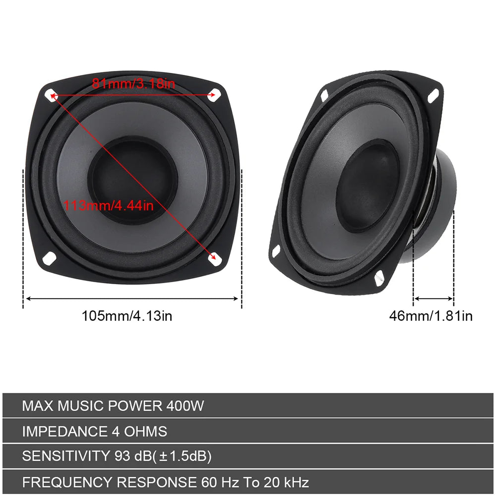1pcs 4/5/6.5 Inch 2-Way Full Range Frequency HIFI Music Stereo Audio 400W/500W/600W Car Audio Accessories Coaxial Speaker Woofer