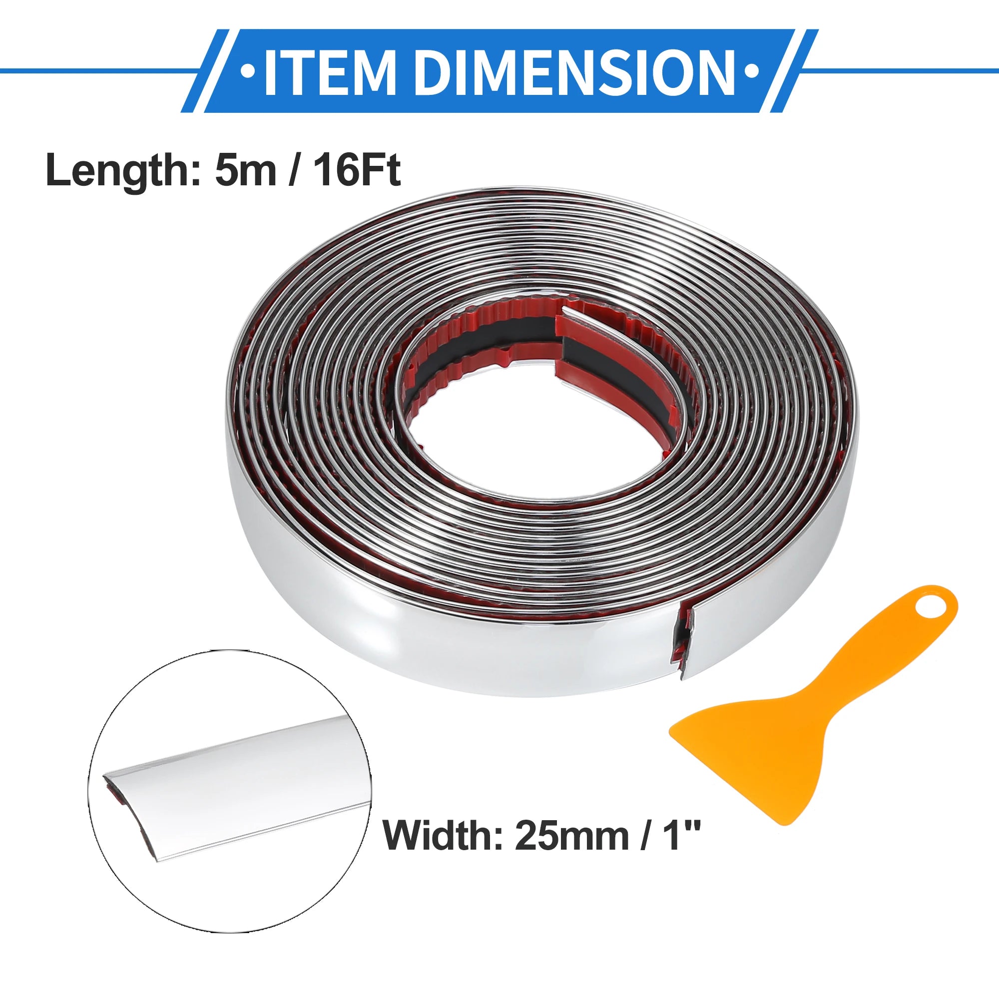 Uxcell Car Chrome Trim Molding Body Window Seal Rubbing Strip Bumper Anti-Collision Strip for Auto DIY Shiny Self-Adhesive Strip