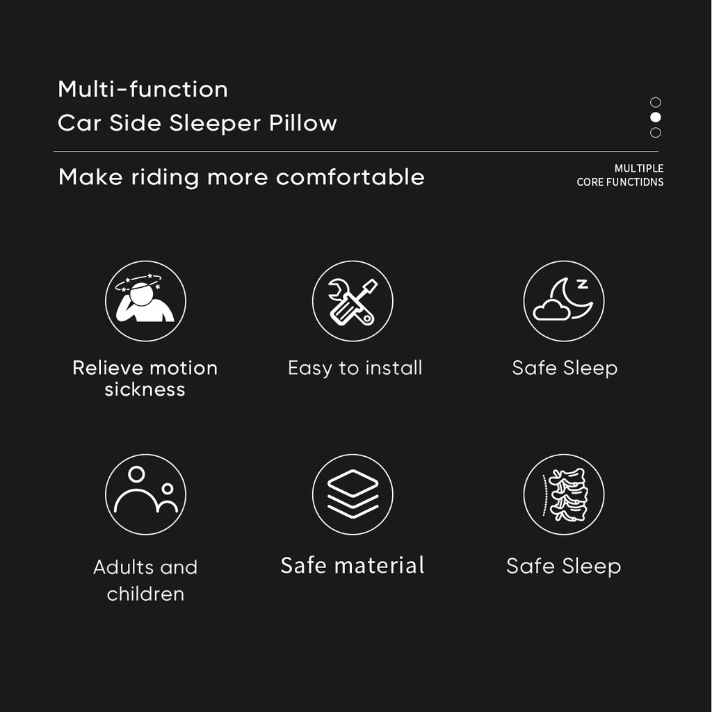 Ergonomic 360° Adjustable Auto Cervical Pillow with Memory Foam & Side Pads One-Click Sleep Headrest for Car Travel BMW Benz