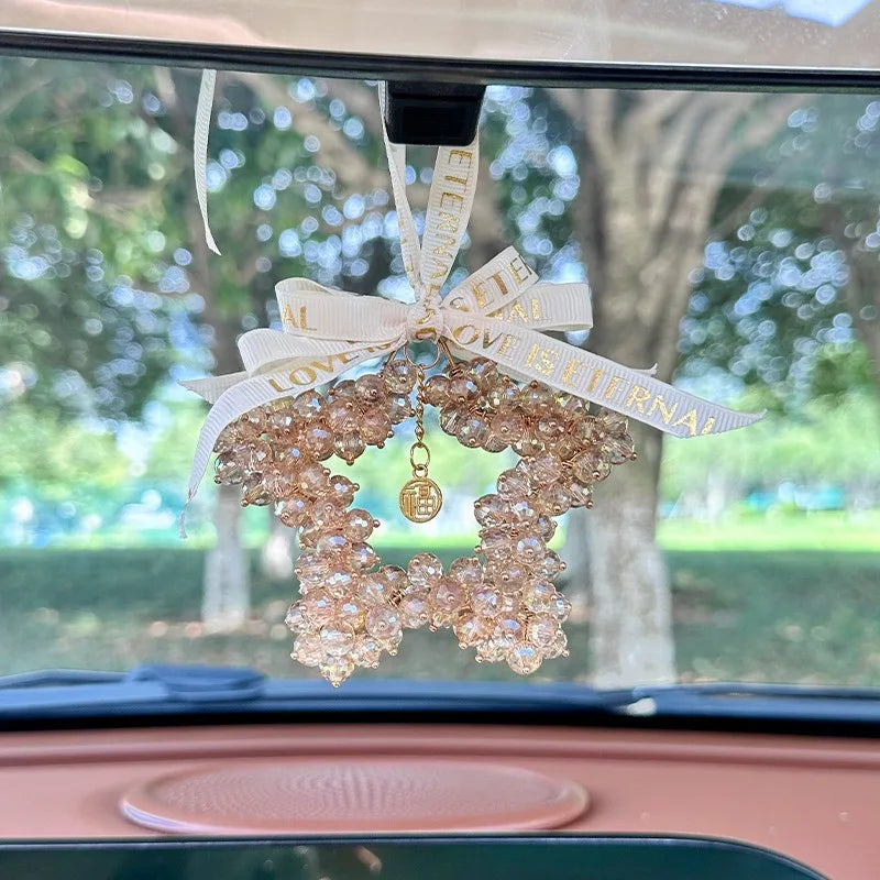 Car Pendant Creative Interior Rearview Mirror Decorative Car Pendant Crystal Five-pointed Star Decorative Car Pendant