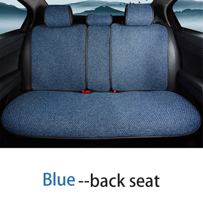 SEAMETAL Flax Car Seat Cover Breathable Sweatproof Linen Car Seat Cushion with Backrest Pad 4-Season Universal for 98% Vehicles