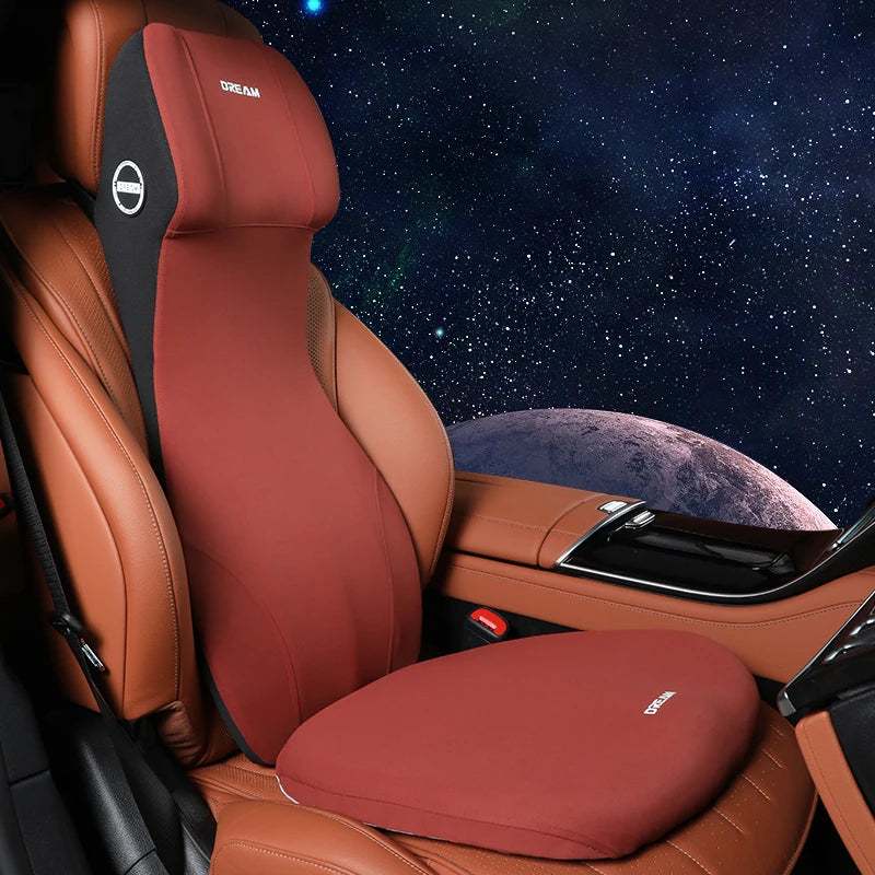 Car Leather Headrest Lumbar Support Memory Foam Car Rest Neck Pillow Back Cushion Seat Waist Supports Car Interior Accessories
