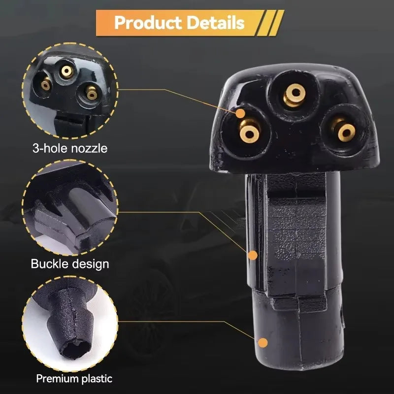 2/1Pcs Car Windshield Wiper Washer Spray Nozzle Fits Most Car Models Car 3 Holes Windshield Washer Nozzle Wiper Water Spray Jet