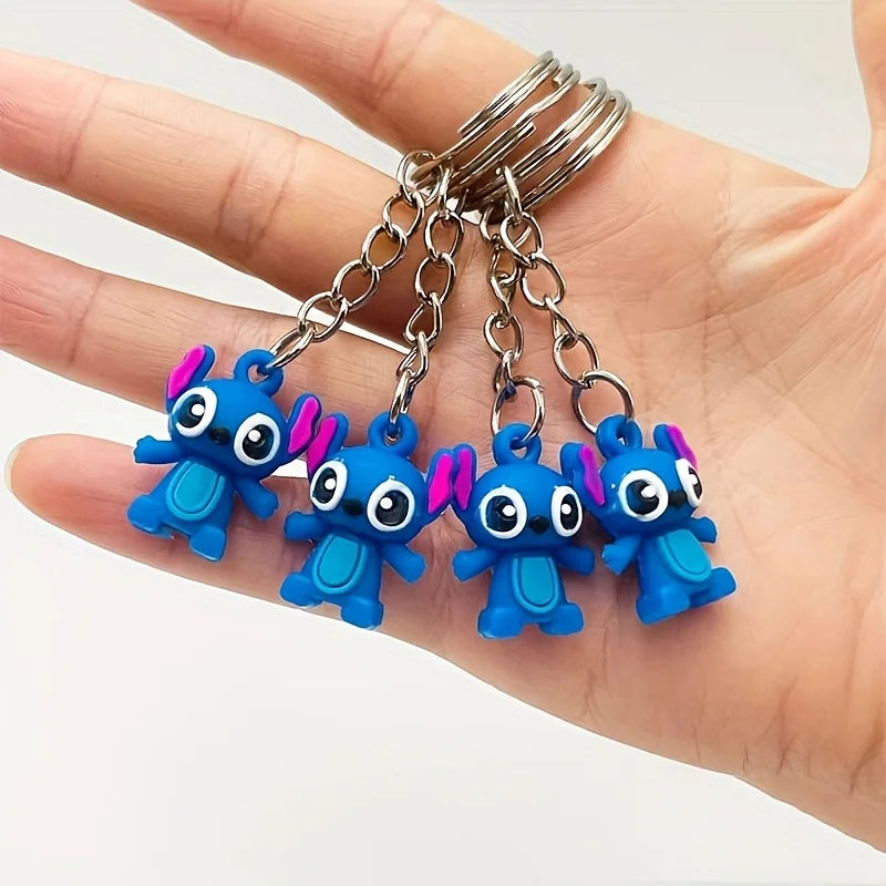 10pcs Disney Stitch Silicone Keychain Set - Cute Cartoon Interstellar Baby Accessories, Fashionable Couple Packaging Accessories