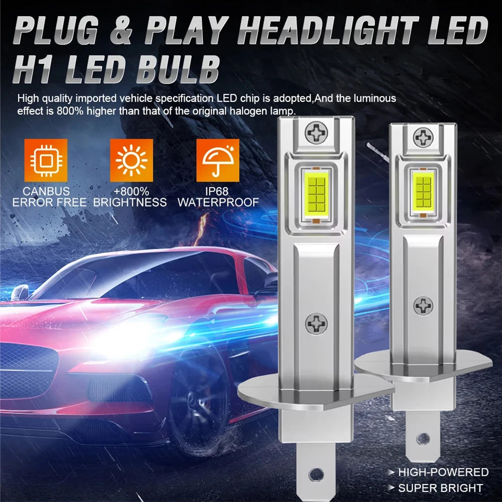 H1 LED Headlight Bulbs for Car Canbus High Power Auto Lights 800000LM 1000W Mini Size Focus Automobile Headlamp Fog Lamp 12V 24V