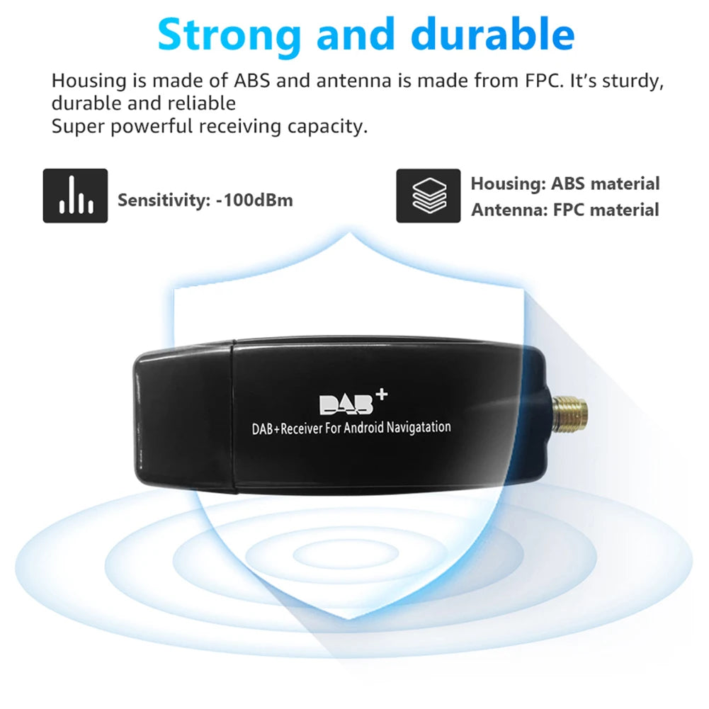 Car DAB+ Digital Radio Box Antenna Aerial USB Interface Car DAB+ Box Radio Receiver Adapter for Android 5.1 and Above Car Radio