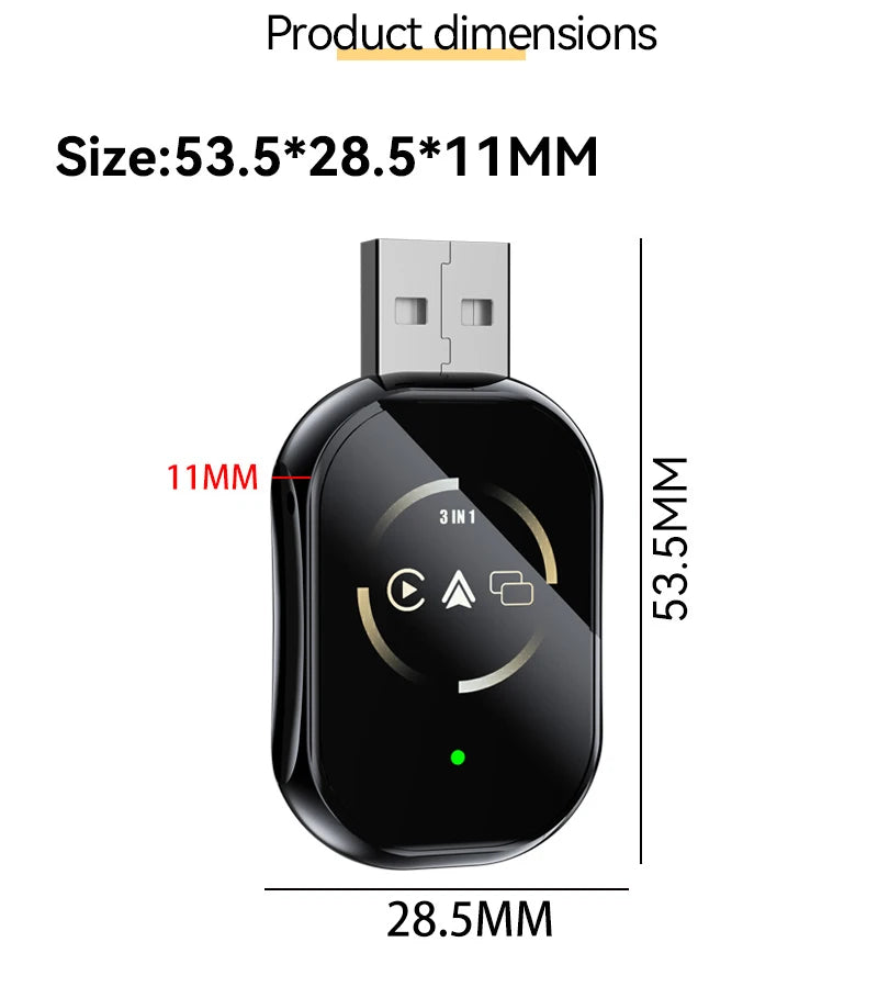 3 In 1 Wireless Carplay Mirror Link Carplay Android Auto USB Dongle Adapter Wired Carplay To Wireless For VW Toyota Nissan Honda