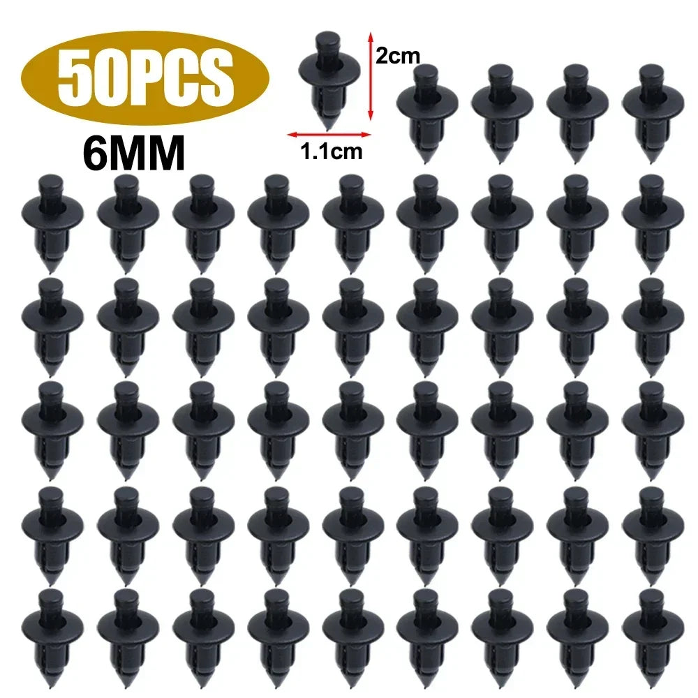 100/50pcs Car Plastic Fairing Rivet Setting Panel Fastener Clips 3 Size Mix Push Pin Auto Fastener 6mm 7mm 8mm Interior