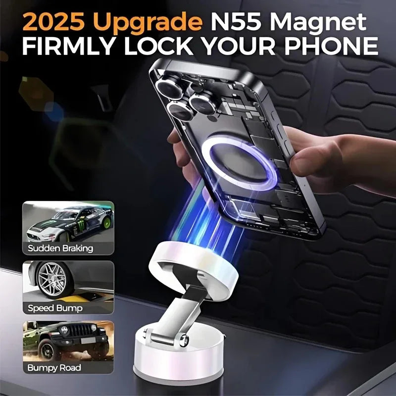 Ultra Magnetic Phone Holder Foldable Car Phone Mount Dashboard Phone Bracket 360 Degree Rotation Vacuum Suction Cup Stand