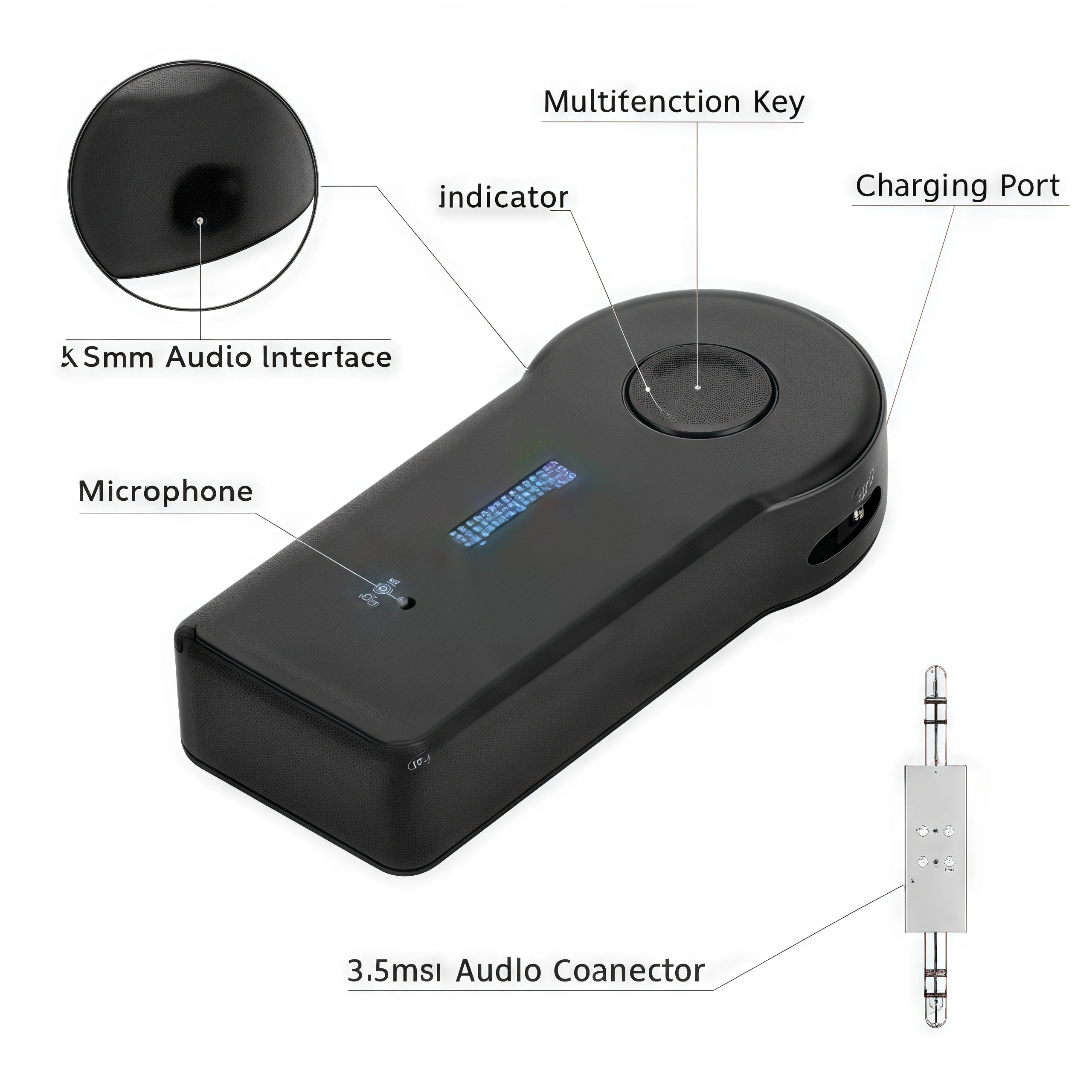 2-in-1Bluetooth5.0Transmitter&Receiver–Wireless Audio Adapter with3.5mm AUX for Car/Headphones,Hands-Free Calling&A2DP Support