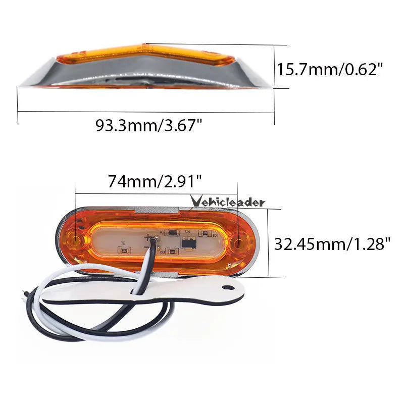 Waterproof 4 LED Side Mark Lamp Clearance indicator Light Car Truck Trailer Lorry 12V-24V light Red/White/Amber/Blue/Green