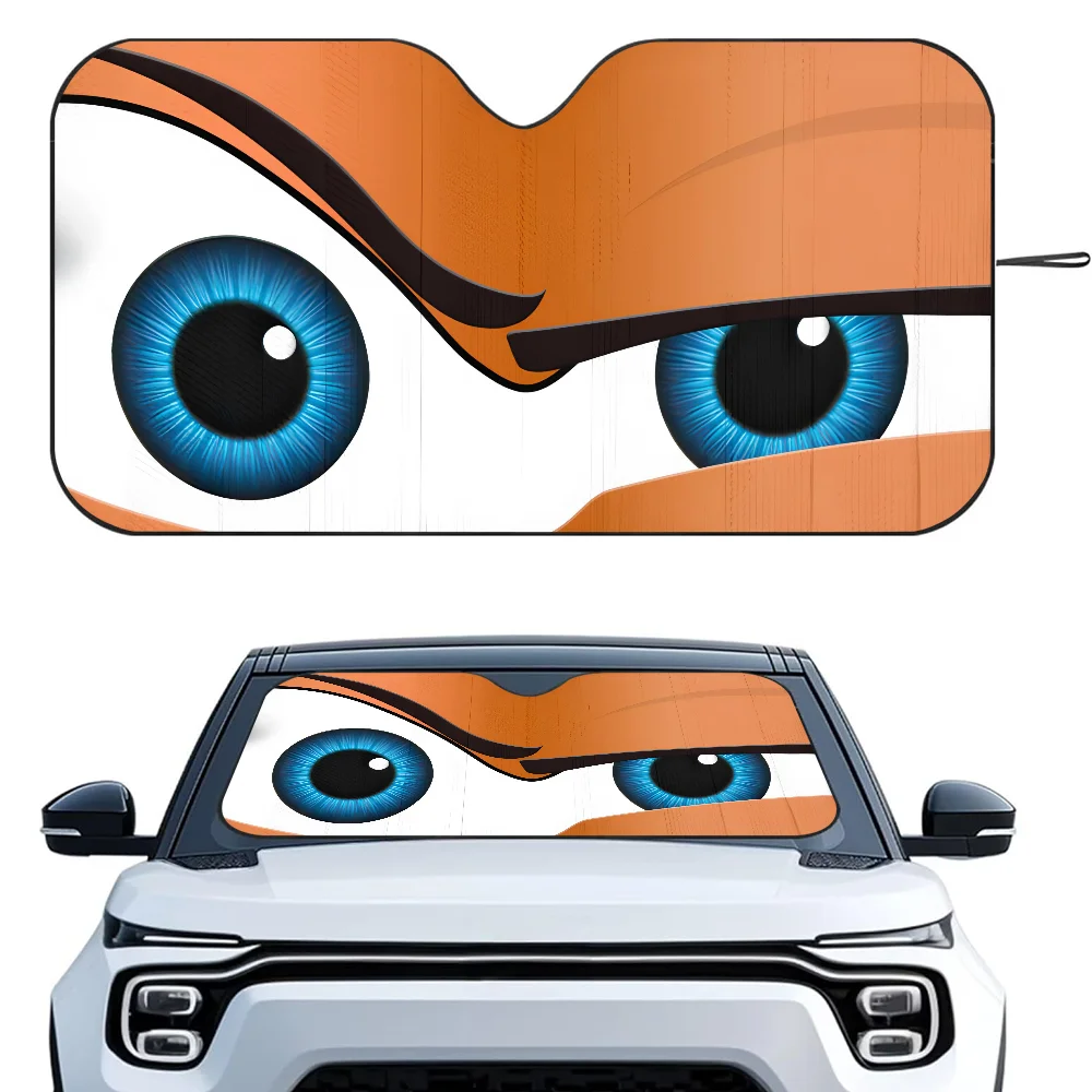 Cartoon Eyes Cute Car SunShade Windshield Foldable Three-layer Insulation Sunshade By Suction Cup Blocks UV Rays Sun