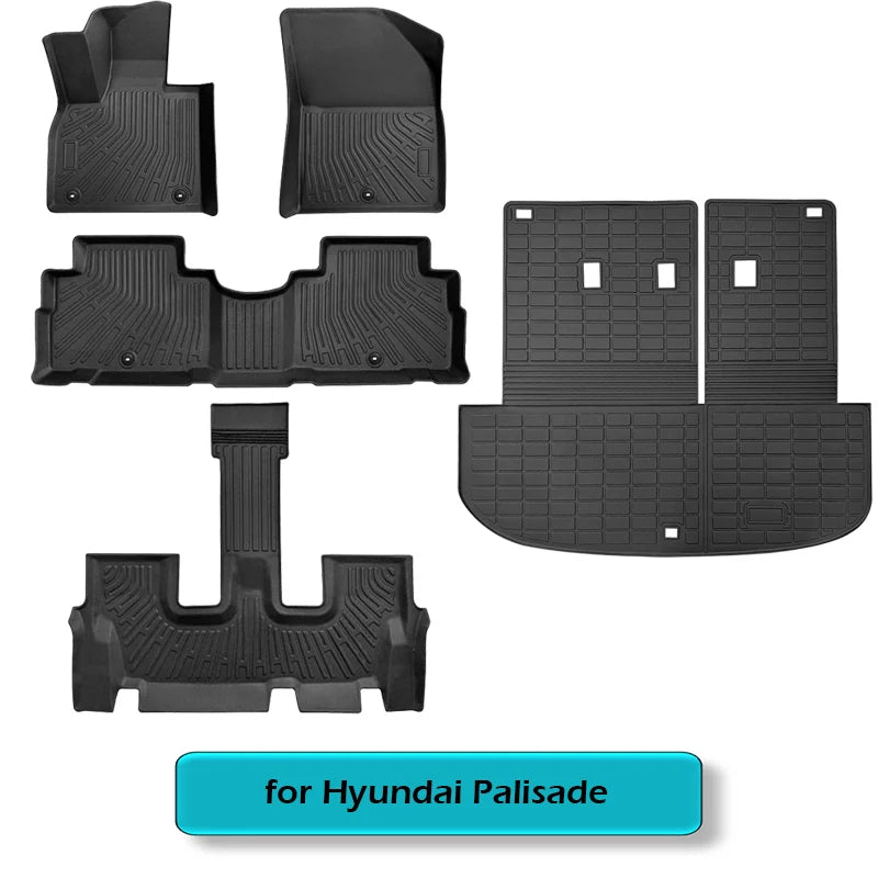 Floor Mats for 2020 - 2024 2025 Hyundai Palisade Trunk Mat with Backrest Mat TPE Waterproof All Weather Protector Cargo Liner