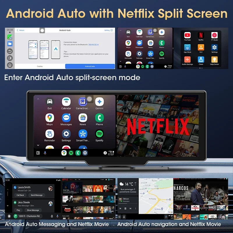 Srnubi 10.26" Car Play Screen Android WIFI Car Multimedia Player Wireless Carplay Android Auto Car Screen for YouTube Netflix