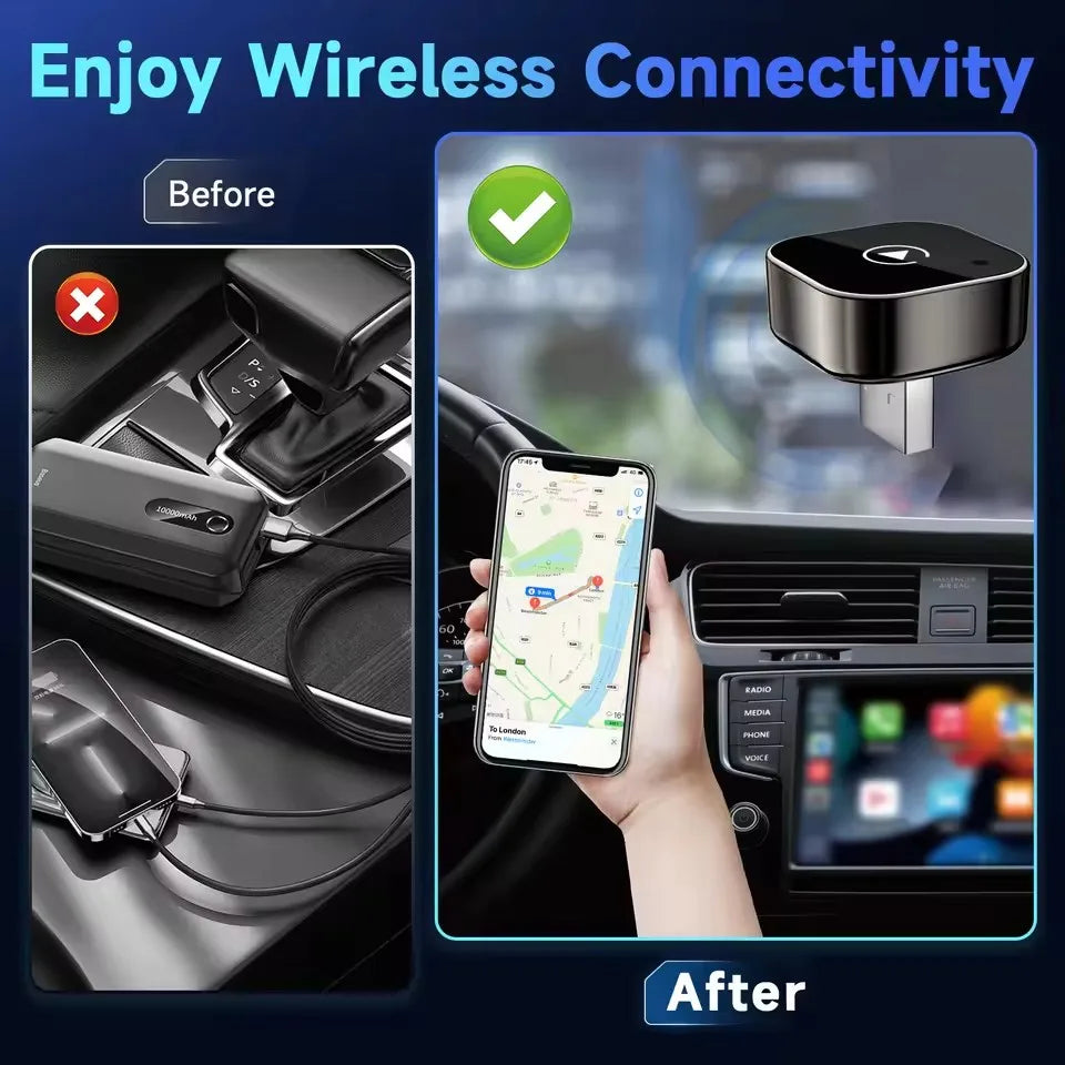 Pionray 2-in-1 Wireless CarPlay And Android Auto Adapter AI Smart Box Universal Compatibility for All Cars