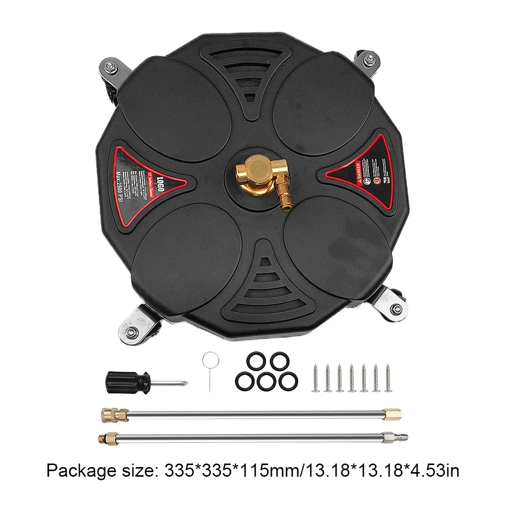 13 Inch Plastic Pressure Washer 2500PSI Powerful Pressure Washer Stainless Steel 1/4 Fast Connector Surface Cleaner with 3 Wheel